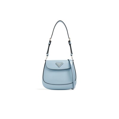 PRADA CLEO FLAP MINI BAG FOR WOMEN BLUE 1BH188 (17*14.5*3cm) 